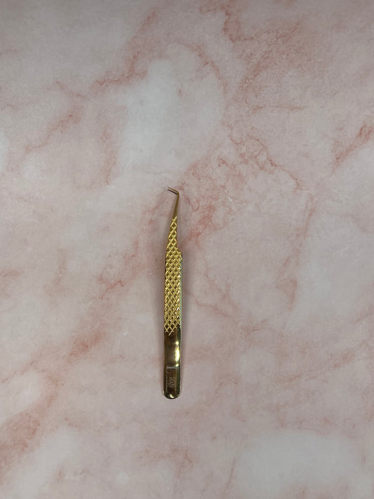 Gold Fiber Tip Skinny 90 Degree Tweezer